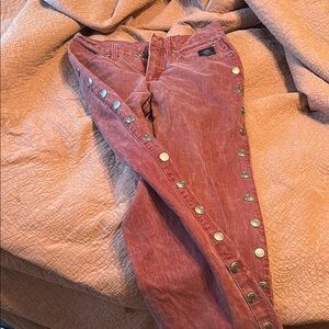 Vintage Harley-Davidson Distressed Red Denim jeans with Button up sides